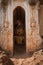 Buddha image inside of ancient Burmese Buddhist pagodas