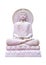 Buddha image statue sitting on lotus stand isolated on white background. Buddha statue isolated