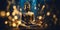 Buddha in a lotus position small statue in dark religious thoughtful environment with bokeh, neural network generated