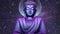 Buddha meditating in Space tunnel Animation video