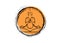 Buddha in meditation, Orange Enso Zen Circle of Enlightenment, symbol and meditating Buddha silhouette concept, Buddhism, Japan