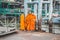 Buddha monks waiting for a boat in Bangkok