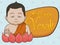 Buddha with Mudrakhya Gesture and Vesak Sign in Lotus, Vector Illustration