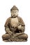 Buddha old antique carved and painted isolated with clip path