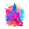 Buddha over watercolor background. Vector illustration. Vintage