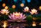 Buddha Purnima Vesak day. Lotus flower and burning candle. Generative AI