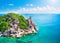 Buddha Rock And Beautiful Tropical sea,  Koh Tao, Thailand