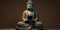 Buddha with a smartphone - a blend of ancient serenity and modern connectivity, reminding us to find balance in the