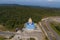 Buddha statue in Bokor hillstation in Kampot Cambodia , Bokor national park cambodia Aerial drone Photo