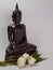 Buddha statue , Bouquet of white Lotus for worship