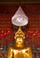 Buddha statue in consecraed consecrated convocation hall of Wat Saket