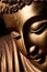 Buddha statue made in 3D graphics, golden color.