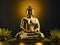 Buddha statue meditate with golden aura. ai generative