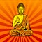 Buddha statue monument pop art style vector