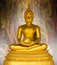 Buddha statue on pattern thai background.