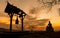 Buddha statue in sunset