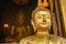 Buddha statue with thai art architecture and Big buddha gold background in church