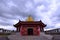 The Buddha statue under the dark clouds