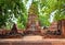 Buddha statue in Wat Mahathat. Ayutthaya historical park