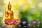 Buddha statue water lotus Buddha standing on lotus flower on orange background