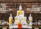 Buddha statues against ancient pagoda at Wat Yai Chaimongkol
