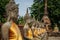 Buddha statues alignment at Wat Yai Chai Mongkhon temple, Ayutthaya, Chao Phraya Basin, Central Thailand, Thailand