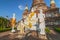 Buddha statues in front of Stupa at Wat Yai Chai Mongkhon, Ayutthaya, Thailand, Unesco World Heritage Site