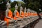 Buddha statues. Wat Yai Chai Mongkhon temple. Ayutthaya. Thailand
