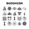 buddhism buddha lotus meditation icons set vector