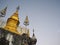 The buddhism golden stupa: PHU-SI or PHOUSI monument under twilight sky at evening time in LUANG PRABANG, LAOS