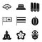 Buddhism icons set, simple style