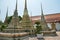 Buddhism pagoda temple towers in Wat Arun, Bangkok, Thailand. Near Temple of Reclining Buddha and Grand Palace