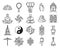 Buddhism religion linear icons and symbols