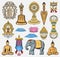 Buddhism religion symbols, sacred signs icons