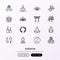 Buddhism thin line icons set