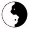 Buddhism Yin Yang Cats. Simple and cute black and white cats in yinyang shape. Vector illustration.