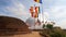 Buddhist flags at the ancient stupas. Mihintale, Anuradhapura. Sri Lanka