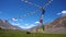 Buddhist flags fluttering in the sky over Ladakh, India