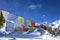 Buddhist flags in winter himalayas