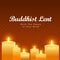 Buddhist lent day with yellow candles light on brown flower cross texture background vector design