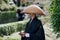 Buddhist monk begging and chanting