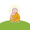 Buddhist monk cartoon hand drawn