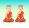 Buddhist Monk cartoon vector illustration, hand-drawn Buddhism Religion.