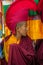 Buddhist monk at ceremony celebration in Nepal temple