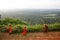 Buddhist Monk at the Citadel of Sigiriya looking towards the forest