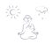 Buddhist monk meditates on a white background. Rain and sun. Sketch. Hand-drawn monk. Vector