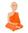 Buddhist monk meditating. Vector illustration.