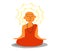 Buddhist monk is meditating on a white background.