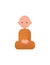 Buddhist monk in orange robes sit.