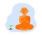 Buddhist monk and plant on a blue background. Vector.